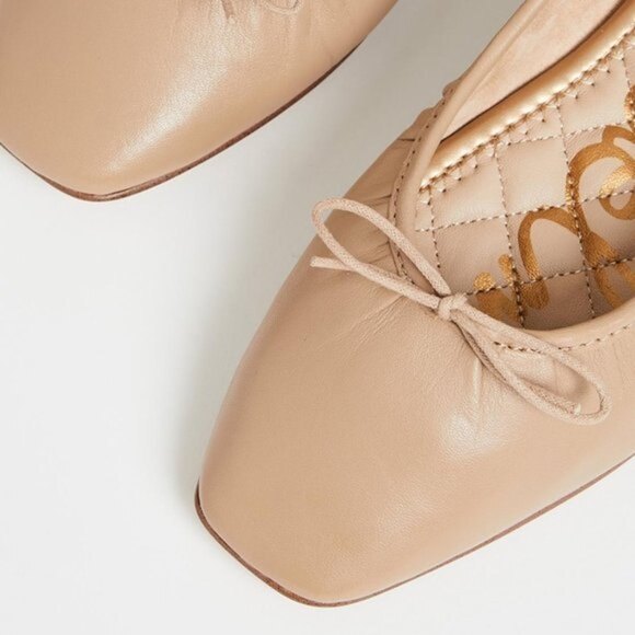 Sam Edelman Kasey Square Toe Ballet Flat (FINAL SALE  Beige Sam Edelman Leather Square Toe Bow Ballet Flats (NWT)